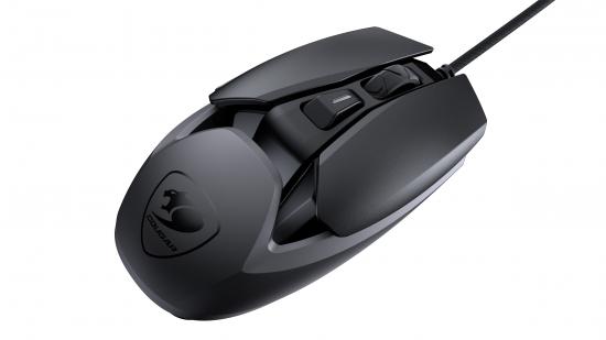 Schwarze Gaming-Maus mit ergonomischem Design und Kabel