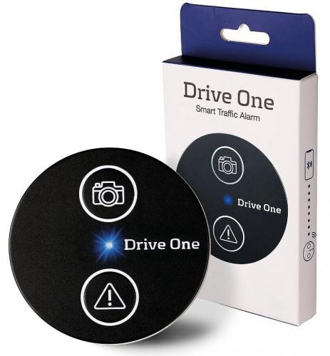 Drive One Smart Traffic Alarm Gerät und Verpackung