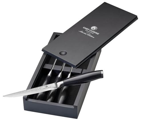 Elegantes Küchenmesser-Set mit schwarzem Griff und Geschenkbox